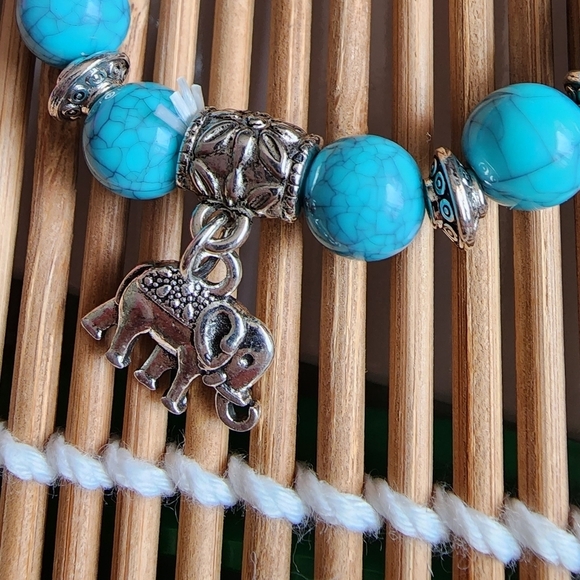 ELEPHANT Boho Turquoise Beaded Bracelet BR - Picture 3 of 3